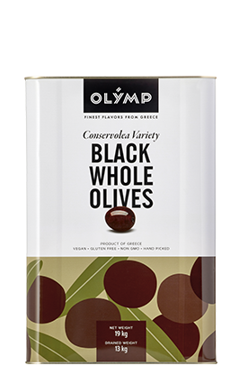 Olymp Black whole olives in brine 19lt
