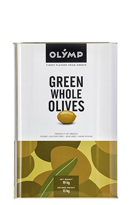 Olymp Green whole olives in brine 19lt