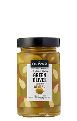 Olymp Green olives stuffed with almond in brine 320ml