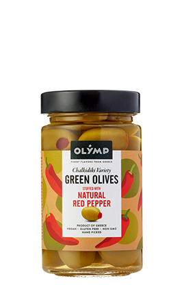 Olymp Green olives stuffed with natural red pepper in brine 320ml